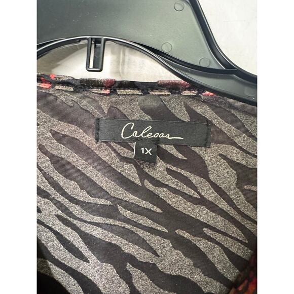 Calessa Color Animal Print Burnout Velvet Tunic Pullover Long Sleeves Top 1XL - Picture 3 of 3